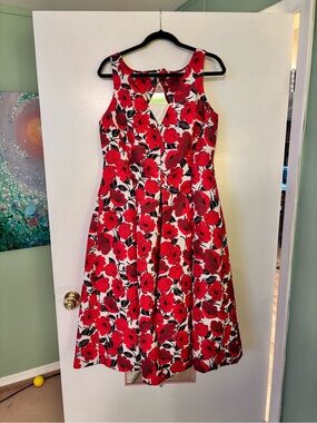 long tall sally Red Floral Midi Dress with Cutout Neckline